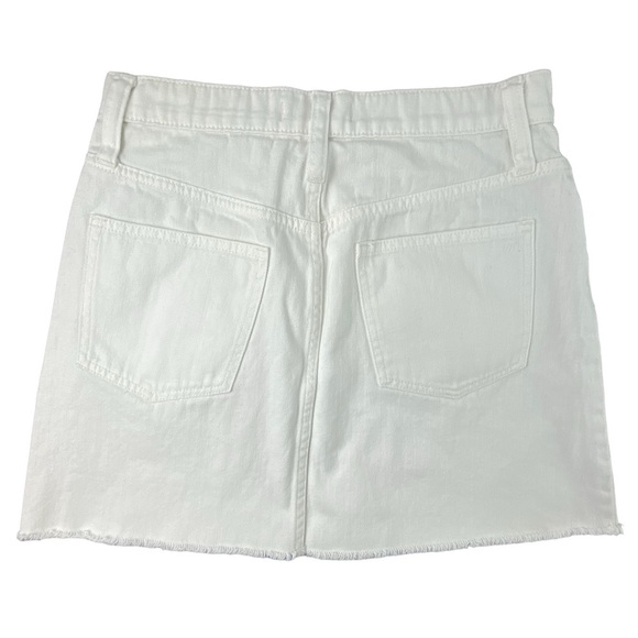 Madewell Rigid Denim A-Line white button fly mini skirt with raw edge sz 27 - Picture 2 of 12